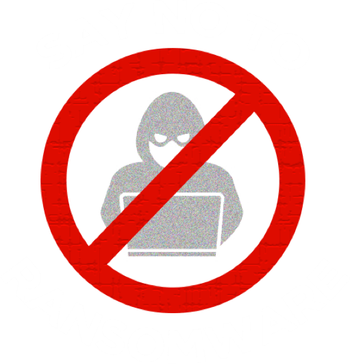 Image of hacker crossed out with text Say No To Ransomware