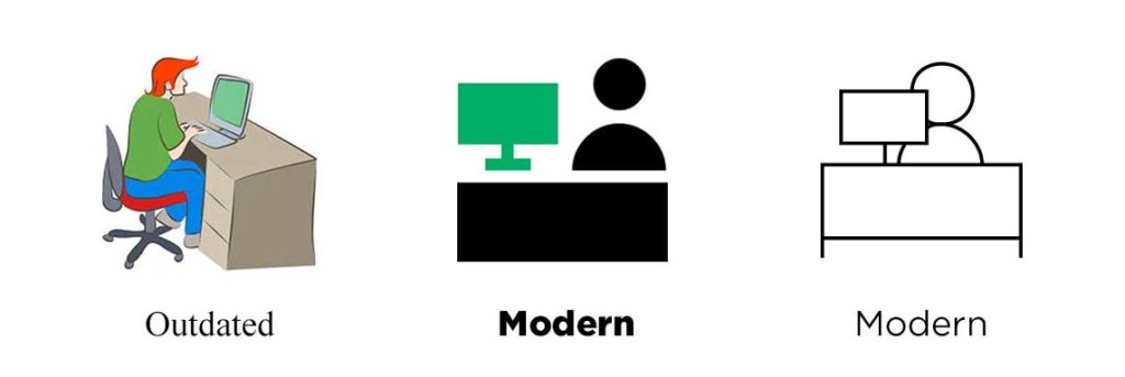 Outdated vs Modern icon styles