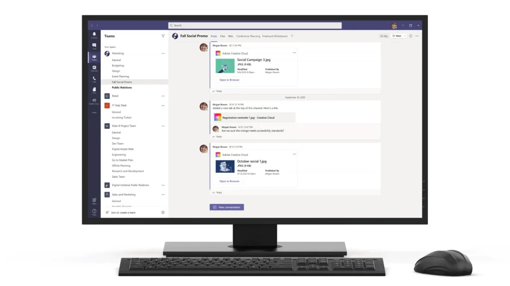 The view is of a computer screen with a view of Microsoft teams