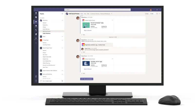 The view is of a computer screen with a view of Microsoft teams