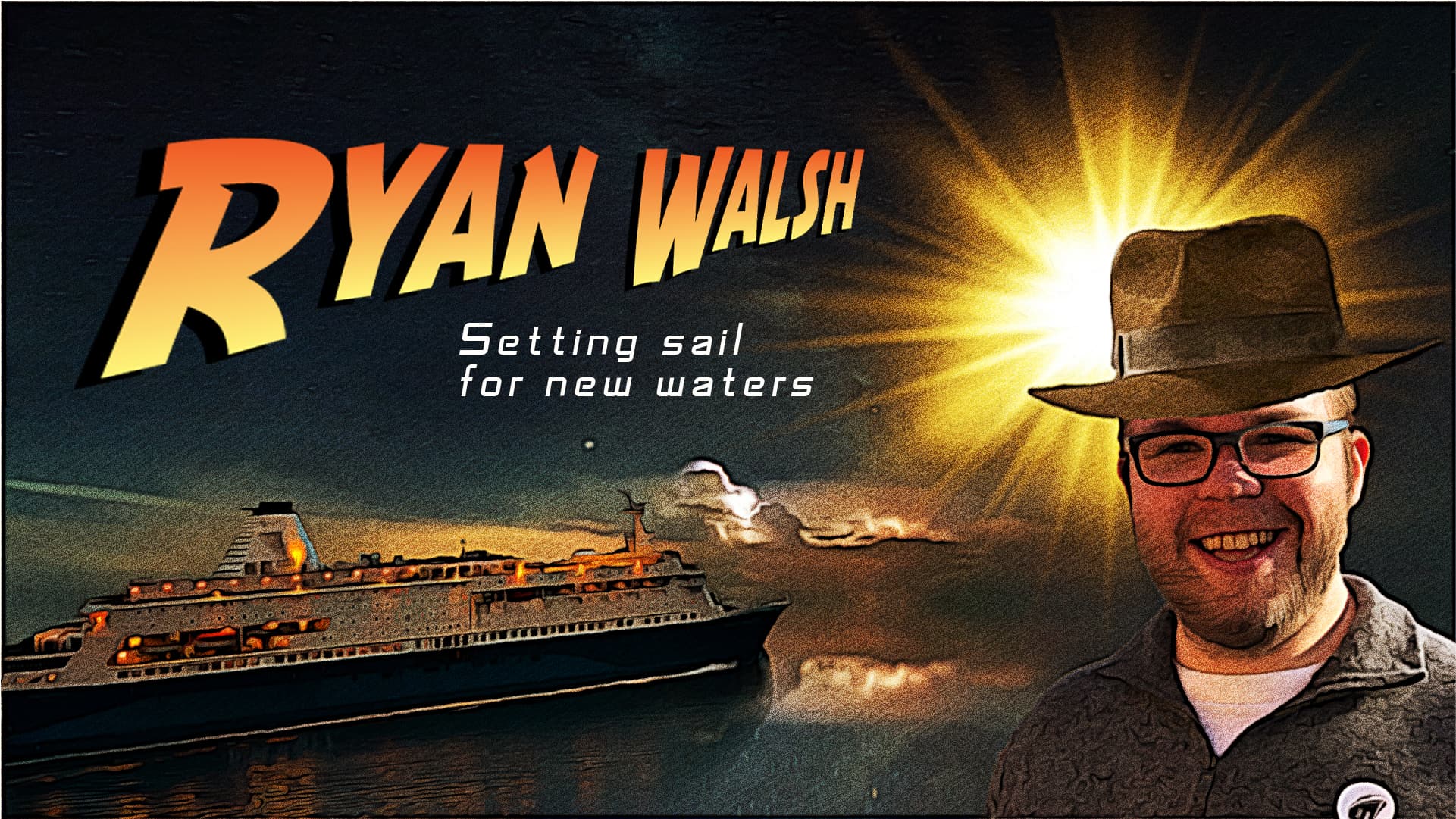 Image of Ryan with a mountain and cruise ship in the background