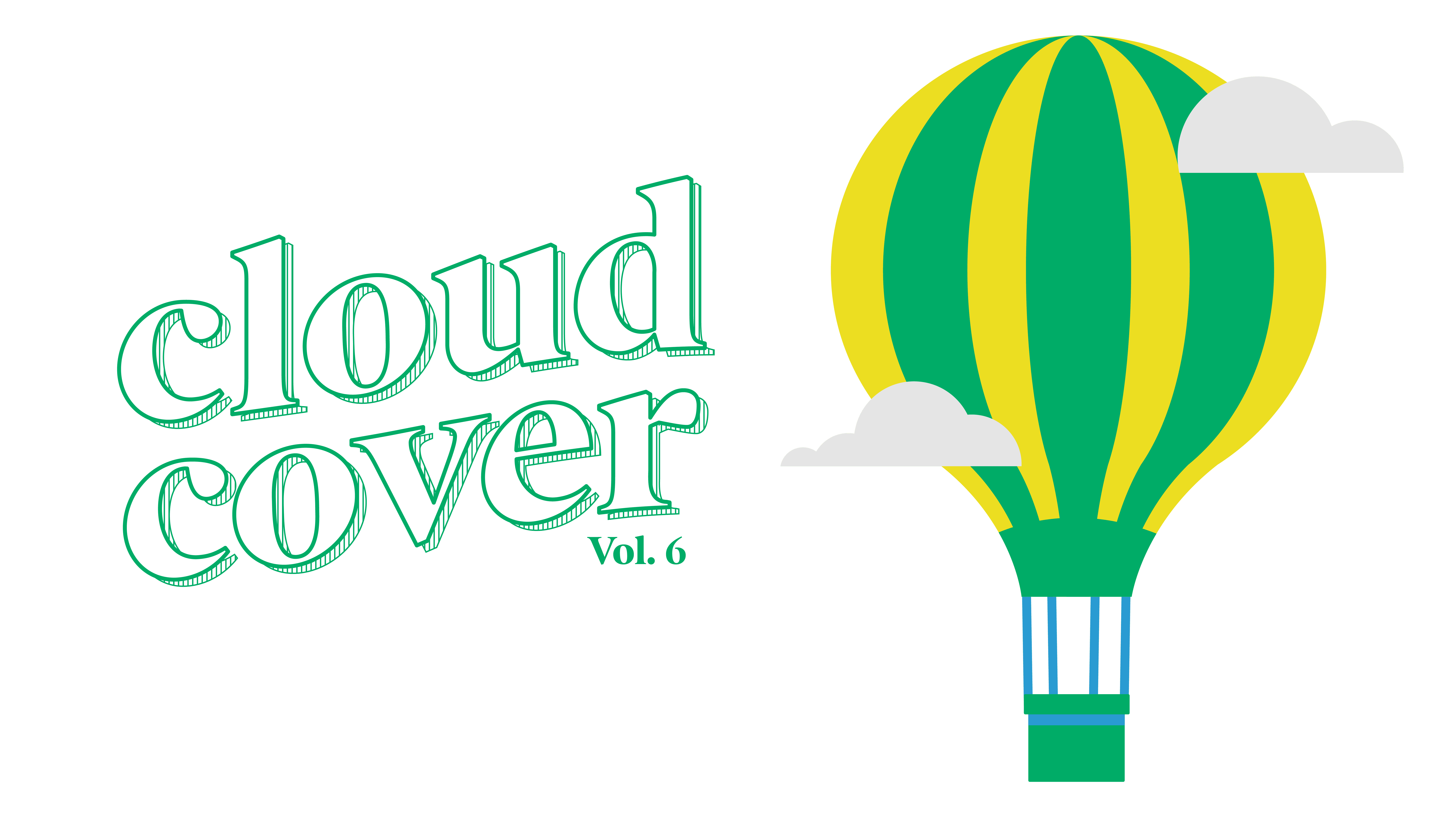 decorative image of a hot air balloon and text that says cloud cover vol 6