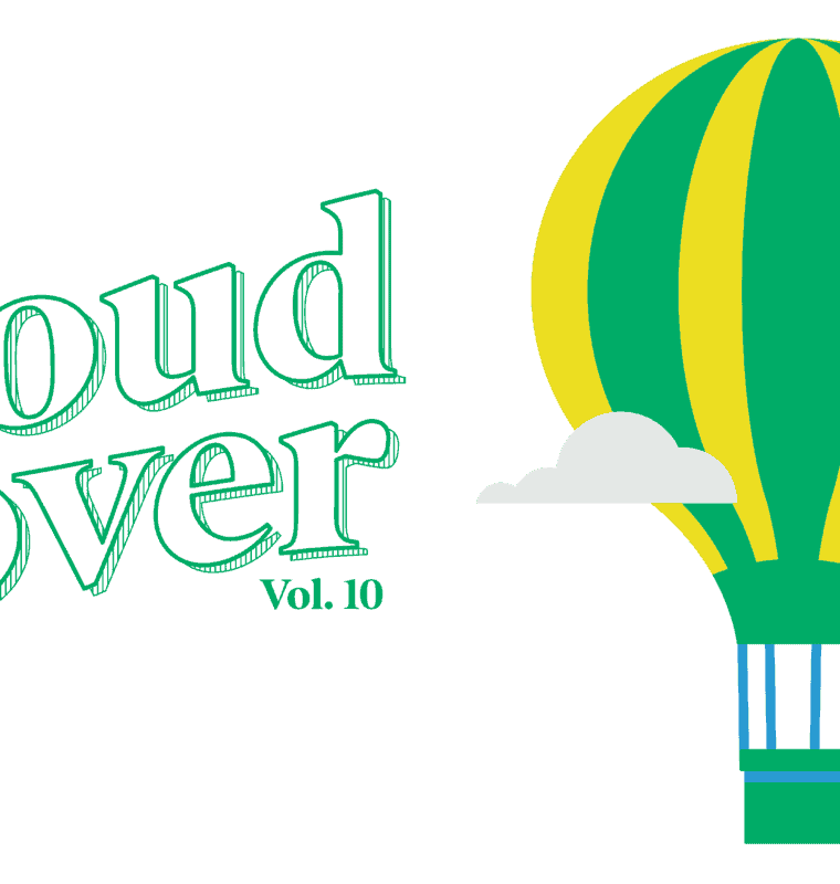 Decorative image of a hot air balloon that reads cloud cover vol. 10