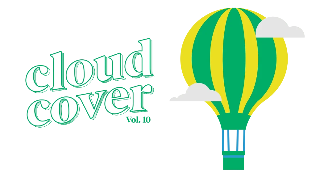 Decorative image of a hot air balloon that reads cloud cover vol. 10