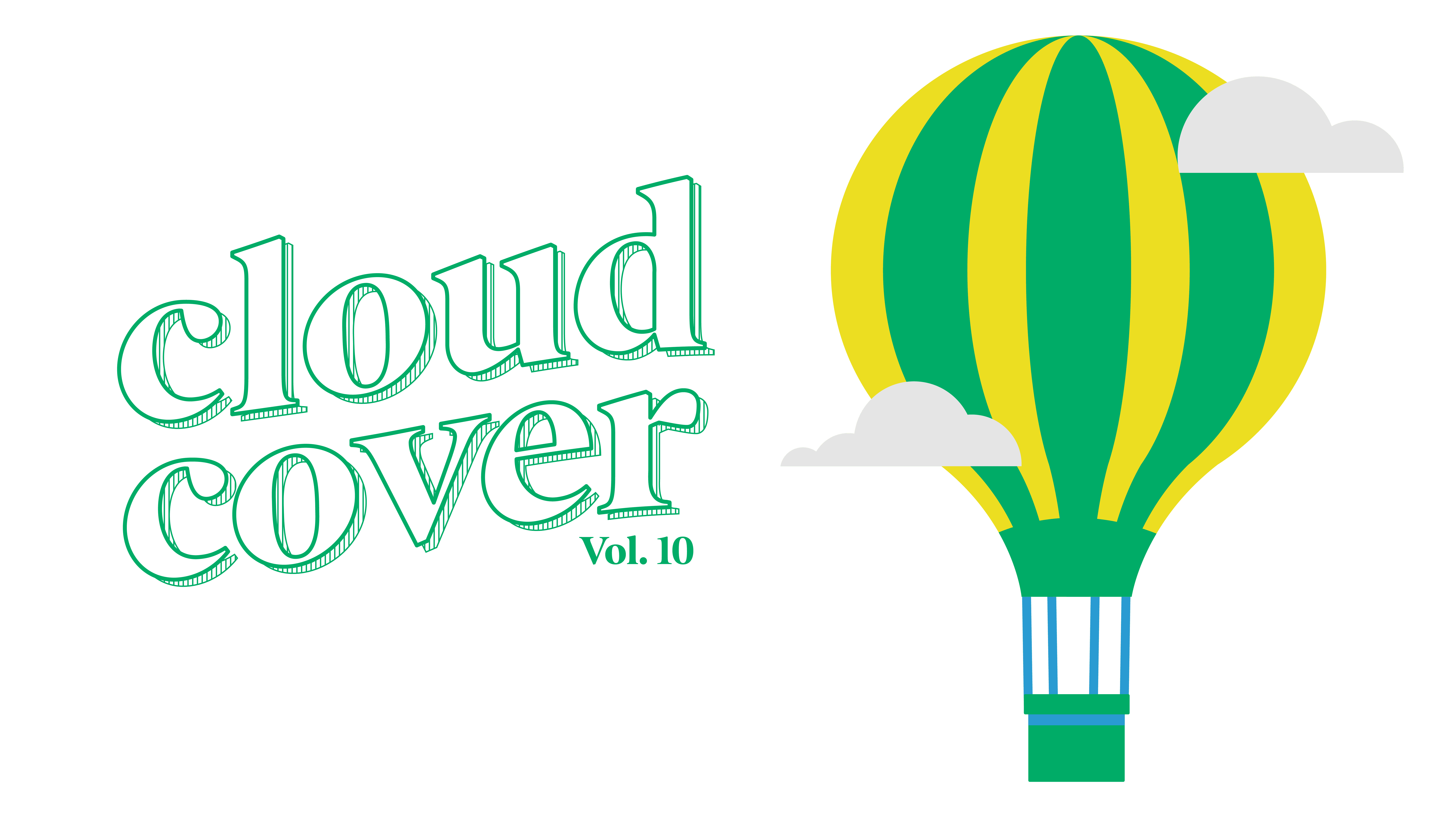 Decorative image of a hot air balloon that reads cloud cover vol. 10