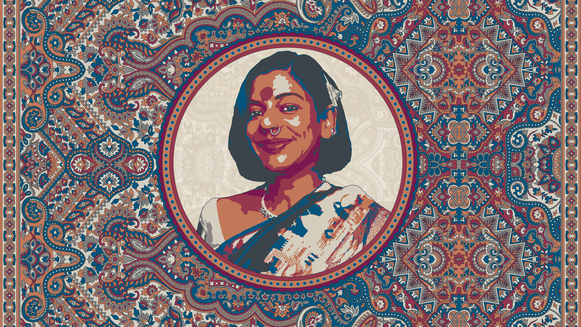 decorative image of Richa with a paisley pattern