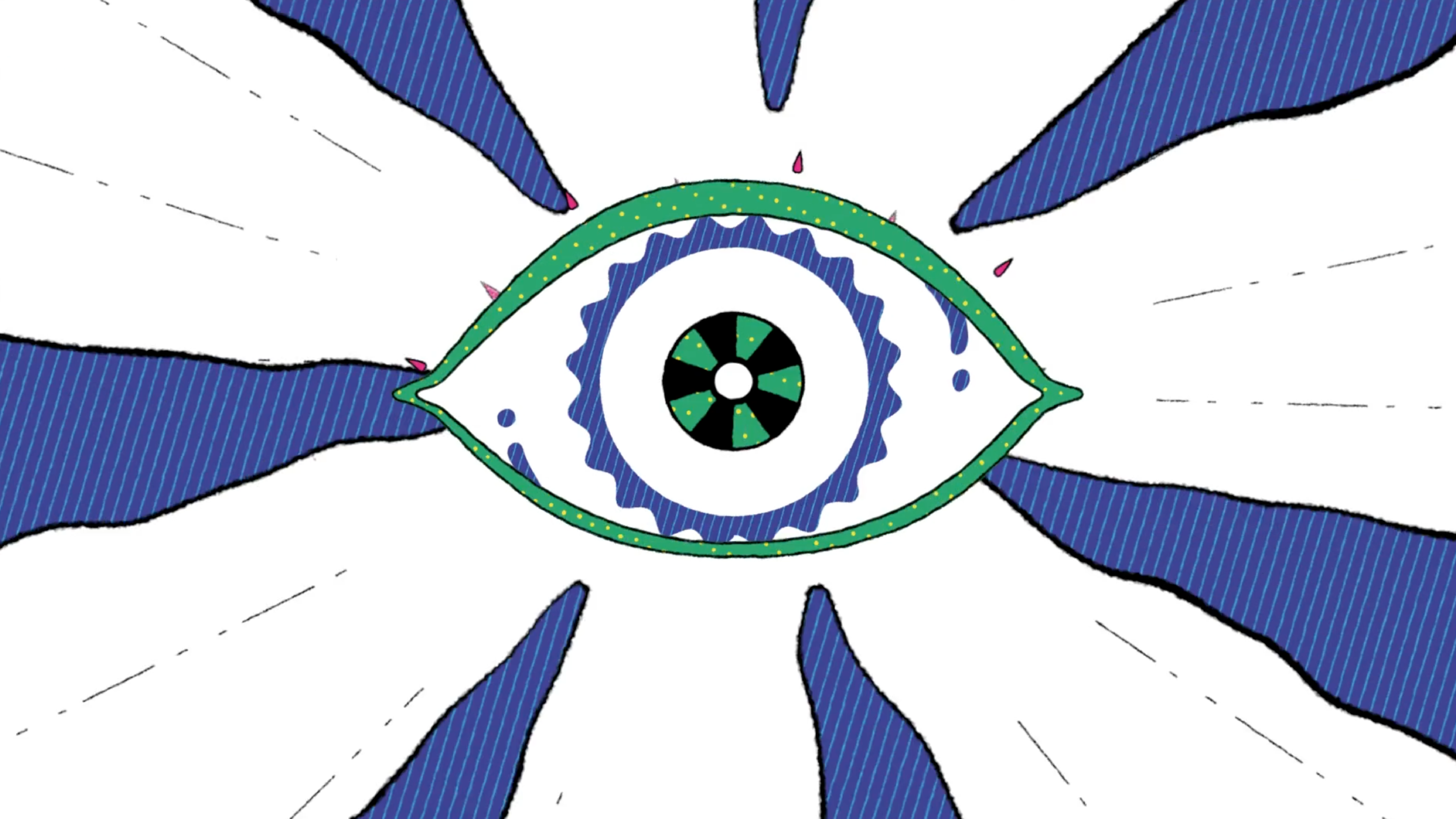 Image features an open eye in the center of the image.