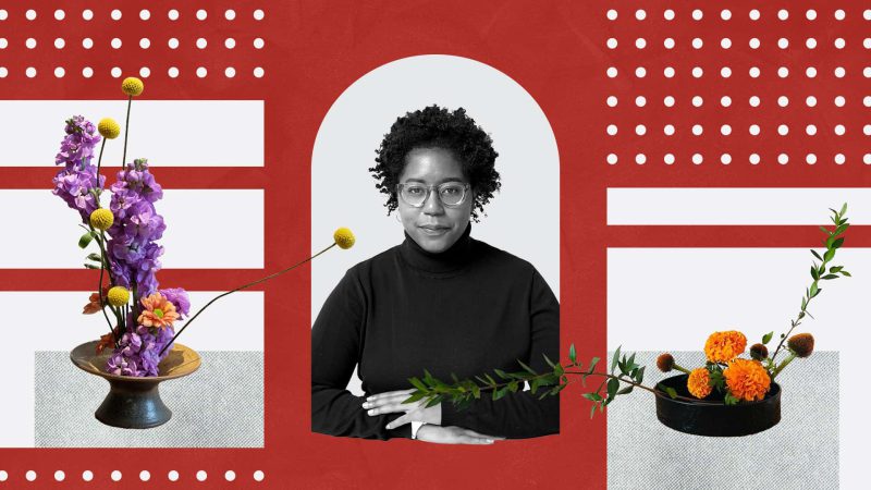 Image features Sal at the center. On the right and left edge are two original floral arrangements created by Sal.