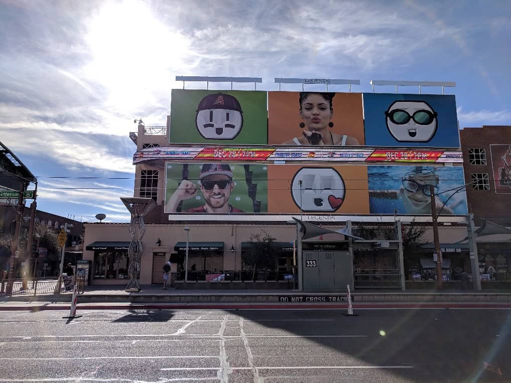 Chris featured as sports-fan model on Chase Field billboard.